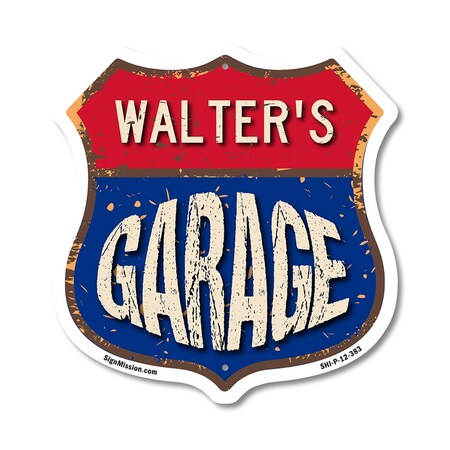 Signmission Walter's Garage, 12 Inch X 12 Inch, Plastic Sign SHI-P-12-383-WALTER