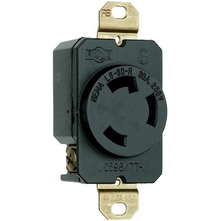 Legrand LockingReceptacle, 30A, 2hp, 250VAC, Black L630R