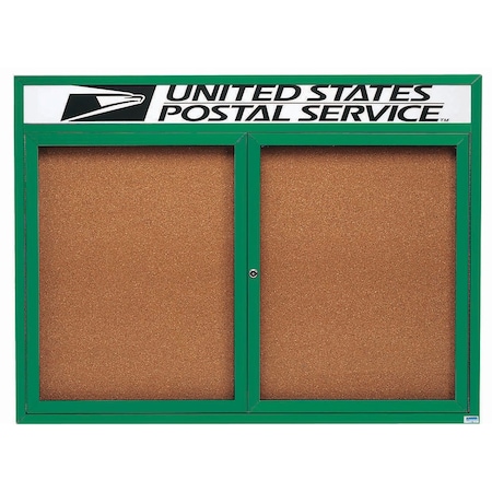 Aarco Enclosed Bulletin Board w/ Header Green Powder Coated Al Frame, 36''Hx48''W DCC3648RHG