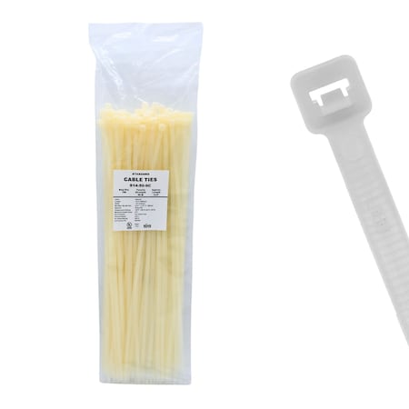 Cable Ties Unlimited Cable Tie, 14 in L, 50 lb Strength, 4 in Max Bundle Dia, Nylon 6/6, Natural, 100PK S14-50-9C