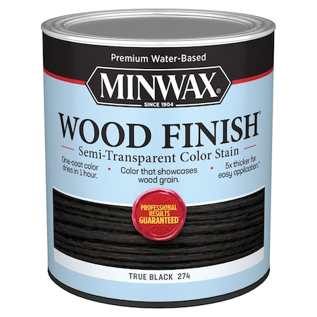 Minwax 1 Qt 10850 True Black Wood Finish Water-Based Semi-Transparent Color Stain 10820