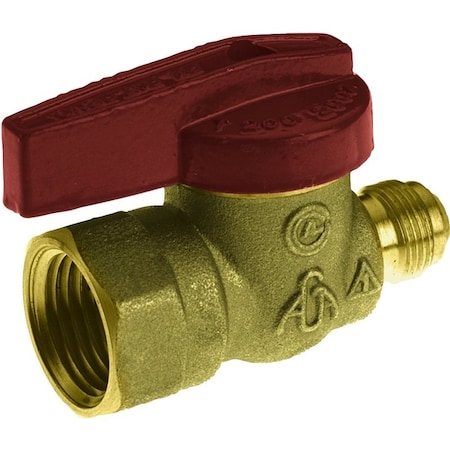 Mueller B & K Gas Ball Valve, 9/16x1/2in Connection, FlarexFPT, 200 psi Pressure, Manual Actuator, Brass Body 117-592