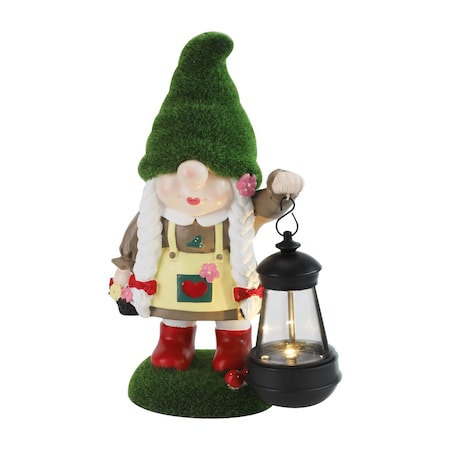 Techko Gartenlicht Greta Outdoor Solar Lantern Gnome Garden Statue with Integrated LED Lantern, 2PK SG-826-2PK