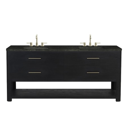James Martin Vanities Lucian 72" Double Vanity, Carbon Oak, w/ 3 CM Phantome Eclos Widespread Top D704-V72-CBO-WPHT