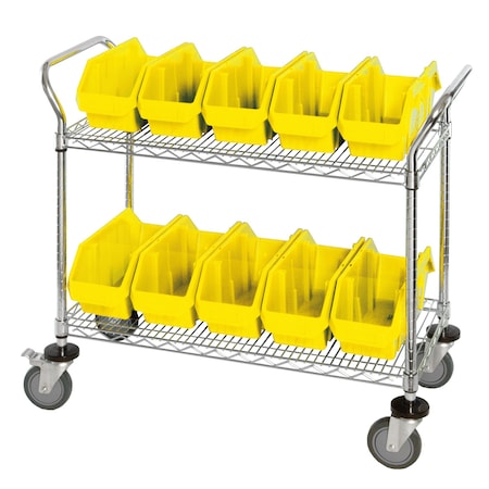 Quantum Storage Systems WIRE SHELVING CART W/10 YELLOW BINS WRC2-1836-1867YL