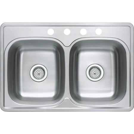 Cmi Compass Manufacturing 33'' x 22'' x 8'' Double Bowl Top Mount 22 Ga. Kitchen Sink 482-8265