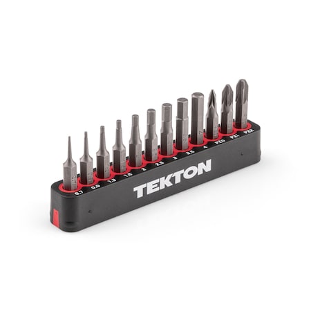 Tekton 4 mm Hex/Pozidriv Bit Set with Rail, 12-Piece, 0.7-4 mm, PZ0-PZ2 DZZ92005