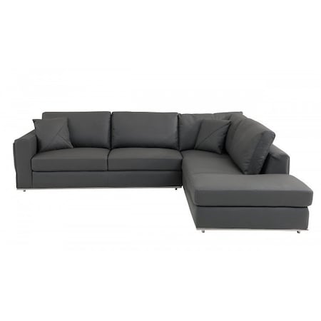 Homeroots Dark Gray Italian Leather Modular L Shaped Two Piece Corner Sectional 482255