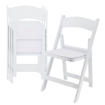 Elama 4 Piece Plastic Folding Resin Chair in White with Removable Seat Pad ELM-L001W