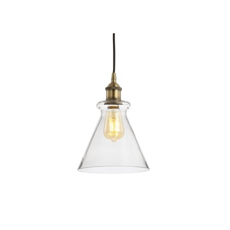 Jonathan Y Goldwater 7.5 in. Adjustable Drop Metal/Glass LED Pendant, Brass Gold JYL3514A