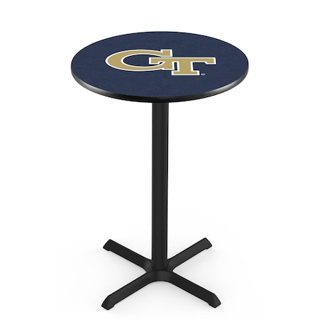 Holland Bar Stool Co 36" Blk Wrinkle Georgia Tech Pub Table, 36" dia. Top L211B3636GATech