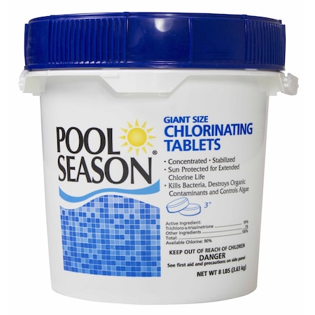 Pool Season 8 lbs 3in Giant Size Chlorinating Wrapped Tablets 4 per Case 47251260