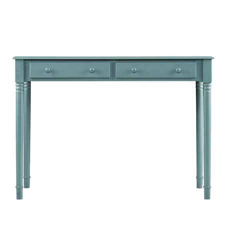 Homeroots 43" Green Solid Wood Writing Desk With Two Drawers 402020