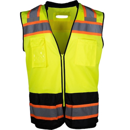 Pip ANSI Type R Class 2 Black Bottom Mesh Vest with "D" Ring Access 302-0660D-LY/M
