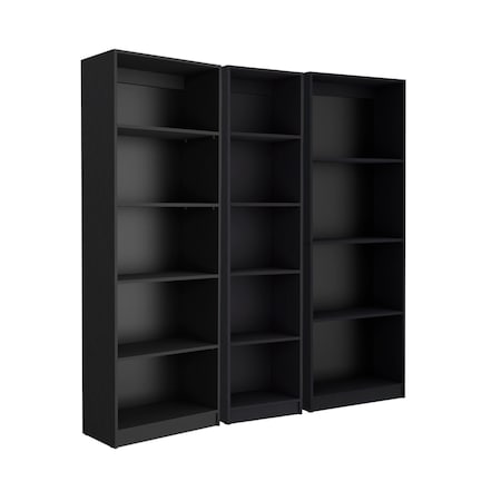 Homeroots Set of Three Black Five Tier Bookcase 546340