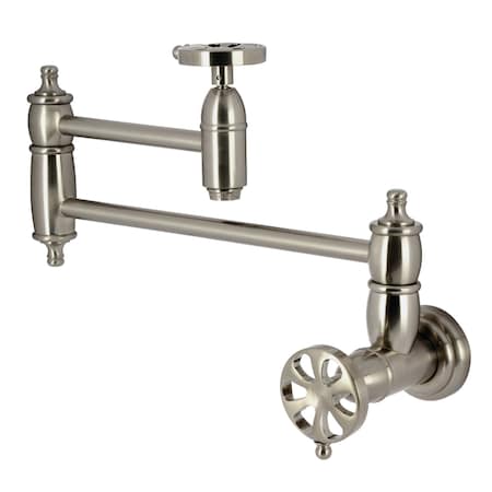 Kingston Brass Wall Mount Pot Filler Faucet, Brushed Nickel KS3108RX