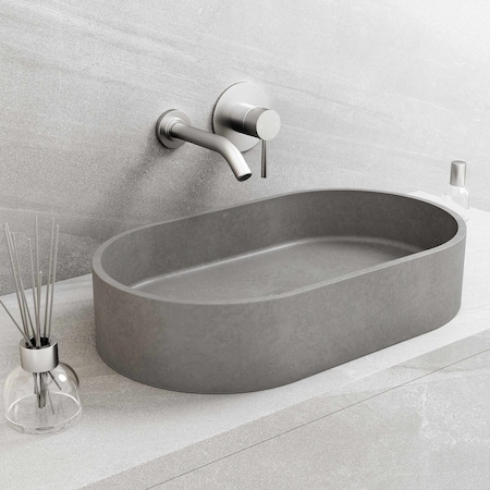 Vigo Sagrada Gothic Gray Concreto Stone 24 in. L x 14 in. W x 5 in. H Oval Vessel Bathroom Sink VG04058