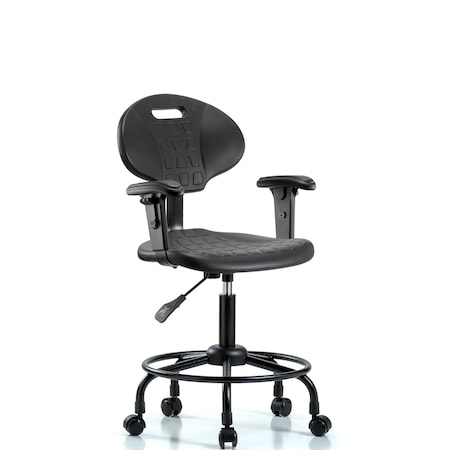 Blue Ridge Ergonomics Desk Chair Erie Desk Chair, RT, AA, Casters, Adjustable Arms, 21-1/2" to 26-1/2" Height, Black; Blue BR-TPDHCH-RT-A1-RC