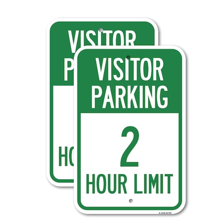 Signmission Visitor Parking Sign Visitor Parking 2 Hour Limit, 12'' X 18'' 2 Signs, Heavy Gauge Aluminum, 2PK A-1218-2PACK-22729