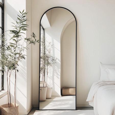 Simple Deluxe 71'x26' x-Large Arch Full Length Mirror, Floor Mirror with Stand, Wall Mirror Floor Mirror with Sta 3A88MIROGZ2671BLK