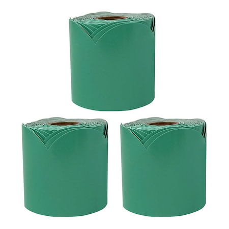 Carson Dellosa Grow Together Jade Green Rolled Scalloped Bulletin Board Borders, 65 Feet Per Roll, 3PK 108508