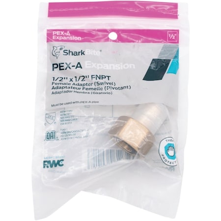 Sharkbite PEX-A Brass 1/2'' x 1/2'' FNPT Swivel Adapter UAB526LFA
