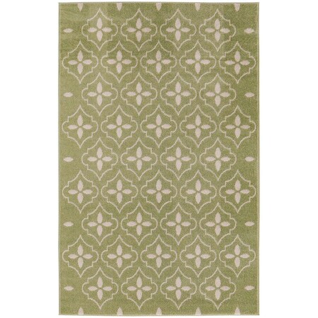 Homeroots 4' X 6' Green And Ivory Geometric Indoor Outdoor Area Rug 572558