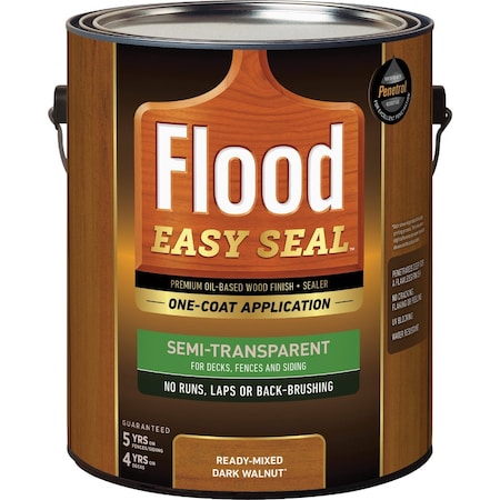 Flood Easy Seal Semi-Transparent Premium Oil-Based Wood Finish & Sealer Dark Walnut 1 Gal. FLDES125/01