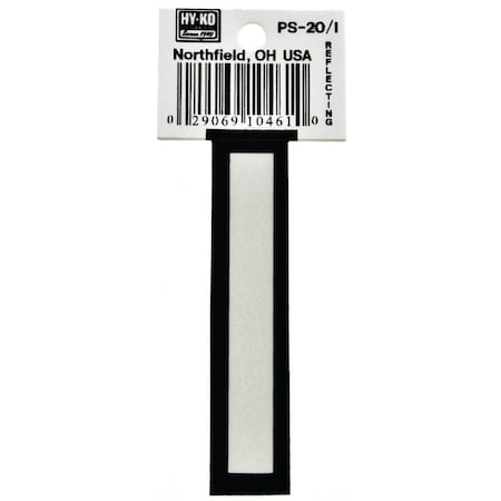 Hy-Ko Reflective Letter, Character: I, 3-1/4 in H Character, Black/White Character, Vinyl PS-20/I