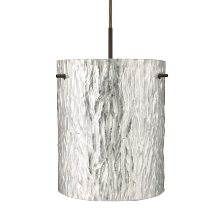 Besa Lighting Besa Tamburo 8 Pendant, Stone Gold Foil, Bronze Finish, 1x 100W MAX E26 Base 1JT-4006SS-BR