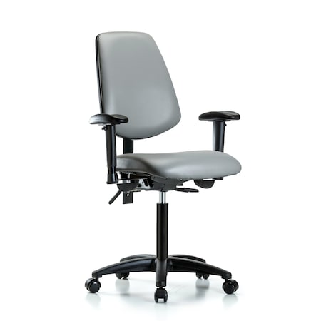 Blue Ridge Ergonomics Vinyl Chair, Vinyl, Adjustable Arms BR-VMBCH-MB-RG-T1-A1-NF-RC-8840