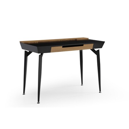 Homeroots 44" Black and Natural Writing Desk With Three Drawers 543785