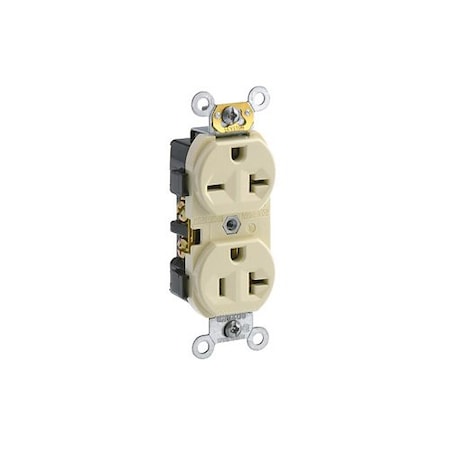 Leviton Plugs&Rcptcls, 20A, 125/250VAC, Ivory, Nylon 5842-I