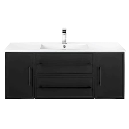 Cutler MILANO 48 in Wall Hung Vanity BLACK w/top (Modern Shaker) FV-BLACK48MS