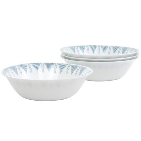 Ultra By Gibson Piper Point 4 Piece 6.5 Inch Round Tempered Opal Glass Fruit Bowl Set in Blue 138946.04