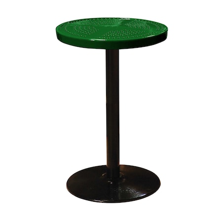 Leisure Craft 24" Round Perforated Pedestal Table, Portable, 40"H, Green 24TAB40-GREEN