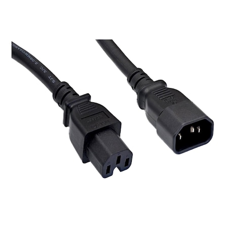Cable Wholesale CableWholesale  3 ft. 14 AWG 15A C14 to C15 UL SJT Power Cord, Black 10W2-07103