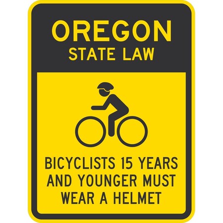 Lyle Bicyclists 15 Years And Younger Must Wear A Helmet (with Cyc, 18x24, Non-Reflective, Yellow G-11194-NA_18x24