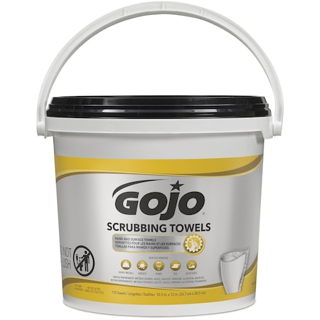 Gojo GOJO Hand and Surface Wet Towels, 170 Wipes per Container, Bucket, Citrus, 12 in L x 10.5 in W 6398-02