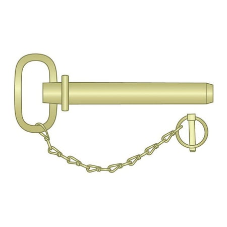 Huyett Hitch Pw/Lynch Pin & chain, RH, Zn Yelw Med Carbon Steel, 1.5 Dia x 8 Eff L x 9 Shk L x .25 Hole Dia HPL-1500-8000R