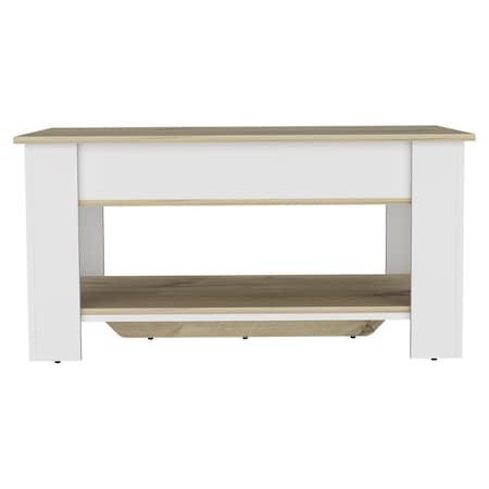 Homeroots 40in Oak and White Wood Storage Bench With Flip Top 477603