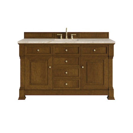James Martin Vanities Brookfield 60" Single Vanity, Honey Oak, w/ 3 CM Tajnar Eclos Top 547-V60S-HNO-3TJR