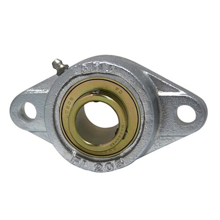 Ami Bearings SINGLE ROW BALL BEARING - 1-3/8in ZINC WIDE SET SCREW NICKEL 2-BOLT FLANGE UCFL207-22NPMZ2