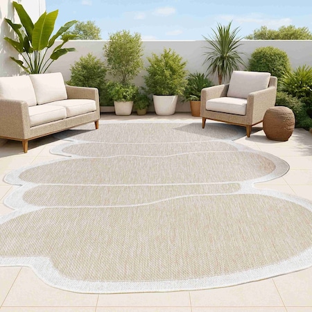 Jonathan Y Jasper Modern Rustic Abstract Beige/Cream 4 ft. x 6 ft. Indoor/Outdoor Shaped Area Rug SHP101B-4
