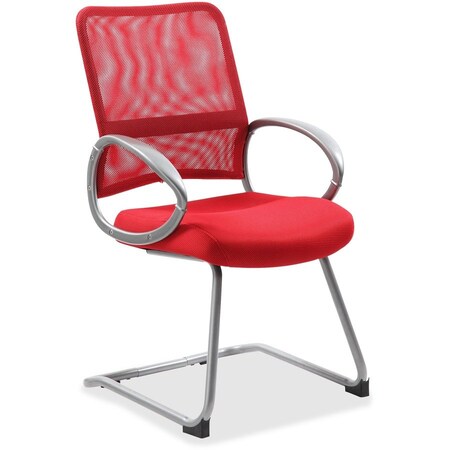 Boss Office Products Boss Mesh Back Guest Chair with Arms - Fabric - Mid Back - Red B6419-RD