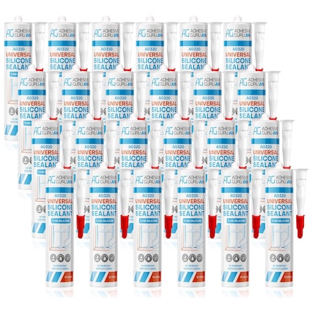 Adhesive Guru AG320 100% Silicone Sealant 10.15 oz., Multi-Purpose, Waterproof, Flexible Caulk, Clear, 24PK adgr_UniSil_AG320_24pk
