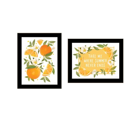 Homeroots Set Of Two Take Me Where Summer Never Ends Black Framed Wall Art, 2PK 568547