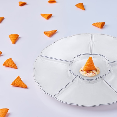Smarty Had A Party Clear Big 6-Partition Round Disposable Plastic Trays (24 Trays), 24PK 2669-CASE
