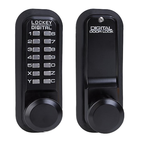 Lockey Usa Mechanical Keyless Knob Lock, Single Sided, 2830, Jet Black 2830JBMG