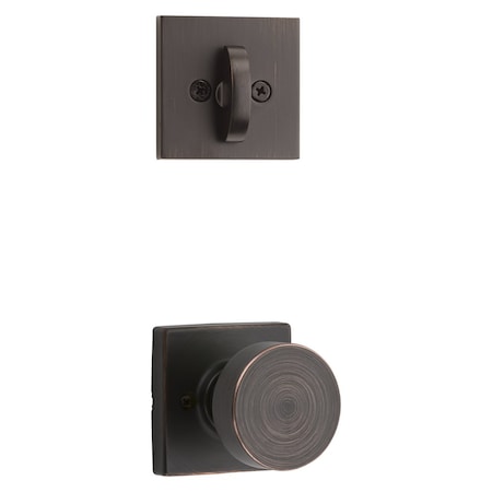 Kwikset Pismo Knob with Square Rose Interior Single Cylinder Handleset Trim for Both 800 and 687 966PSKSQT-11P.UNIV